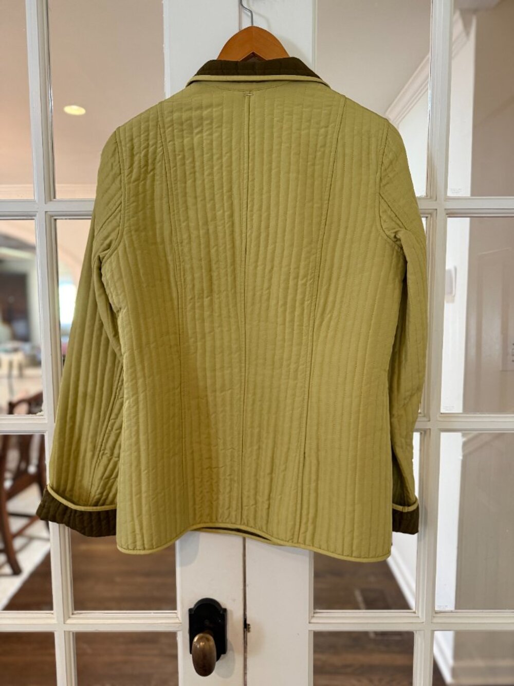 Sigrid Olsen silk reversible jacket chartreuse and brown - Picture 3 of 6